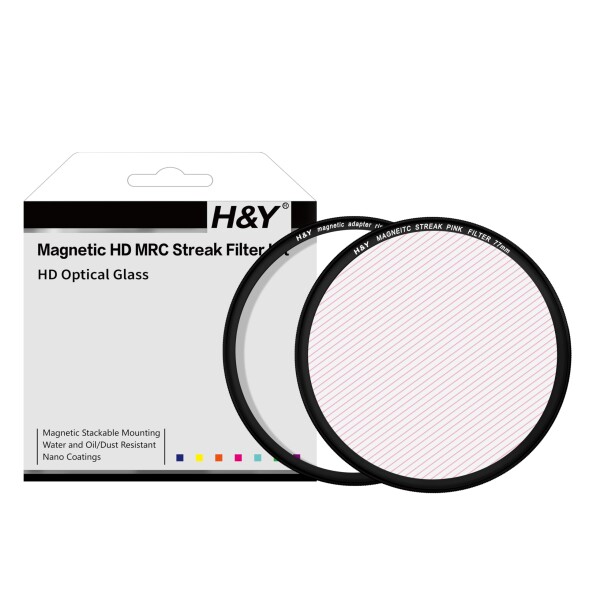 H&Y ストリークフィルター 49mm マグネティック ストリークピンク フィルターキット マグネット式 ライン状フレア効果 薄枠 帯電防止 防汚 撥水 防傷 MS-P49