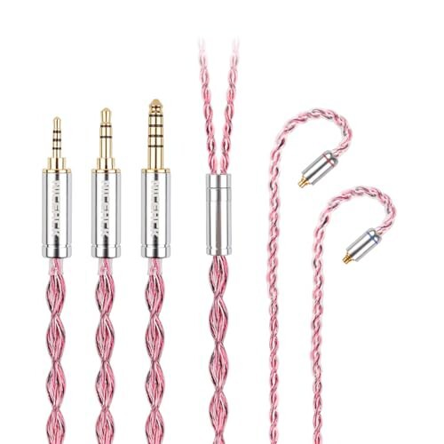 NICEHCK RubyCat イヤホンケーブル 3.5mm プラグ MMCX コネクタ アップグレードケーブル 着脱式 金属製プラグ 金メッキベリリウム銅 コネクタ 耳掛け式 HIFI 音質改善 イヤホンのアクセサリ高級の通販は