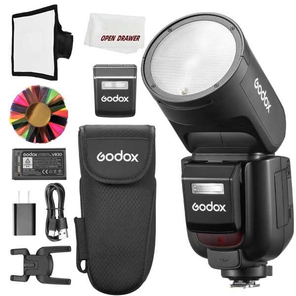 GODOX V1Pro F 丸頭カメラ フラッシュ 2.4G X ワイヤレス HSS 76Ws E-TTL リチウムイオン丸頭カメラ スピードライト 外部フラッシュ付き