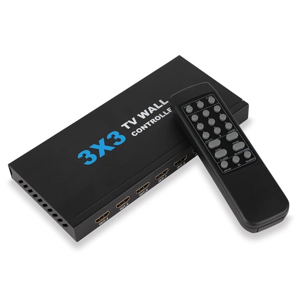 3x3 ビデオ壁のコントローラー、4K 3x3 9 スクリーン HDMI TV のビデオ壁のコントローラーのスプライサー 3x4 4x3 4x4 TV のスプライシングのための遠隔を用いる多ビデオ スクリーン プロセッサ