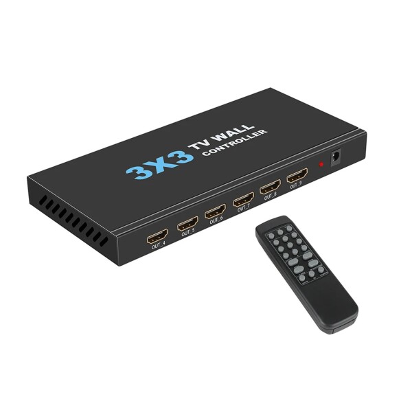 3x3 ビデオ壁のコントローラー、4K 3x3 9 スクリーン HDMI TV のビデオ壁のコントローラーのスプライサー 3x4 4x3 4x4 TV のスプライシングのための遠隔を用いる多ビデオ スクリーン プロセッサ_7