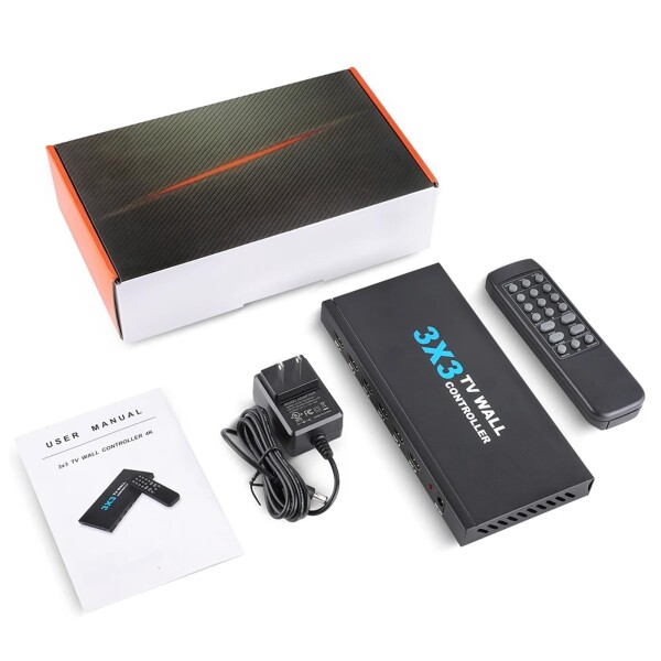 3x3 ビデオ壁のコントローラー、4K 3x3 9 スクリーン HDMI TV のビデオ壁のコントローラーのスプライサー 3x4 4x3 4x4 TV のスプライシングのための遠隔を用いる多ビデオ スクリーン プロセッサ_8
