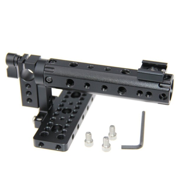 CAMVATE トップハンドル グリップ 黒魔術撮影BMCC用 1/4 3/8 M515mm ロッドクランプ チーズプレート ホットシュー 付_6