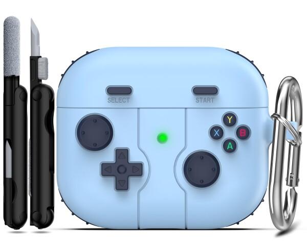 RFUNGUANGO AirPods 第 3 世代ケースカバー キーチェーン付き、ゲームプレーヤーデザイン、子供、ティーンエイジャー、女性、男性向け、AirPods 第 3 世代充電ケース用ソフトシリコンケース -