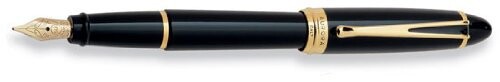 Aurora Ipsilon Deluxe Black w/ Gold Trim Fine Point Fountain Pen - AU-B12N-F by Aurora