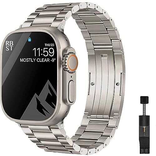 for Apple watch バンド チタン製互?ベルト コンパチブル Apple watch series Ultra3/Ultra2/Ultra/10/9/8/7/6/5/4/3/2/1 38mm 40mm 41mm 42mm 44mm 45mm 46mm 49mmに対応 アップルウォッチ バンド 軽量 耐久性 調節工具付の通販は