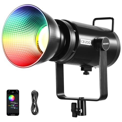 NEEWER 200W RGB COB LEDビデオライト 2.4G&APP制御 360°フルカラー 定常光ライト Bowensマウント COBライト 静音 連続照明撮影ライト