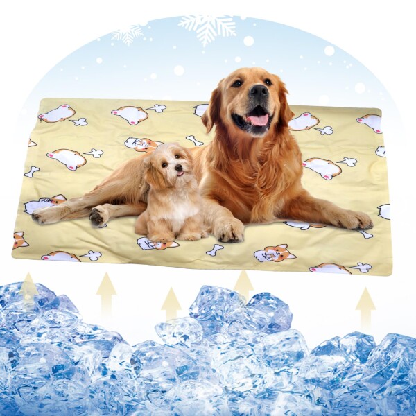 YOUSHYペット ひんやりマット ペット 冷却マット 防水 人猫犬用ひんやりマット 夏用 暑さ対策 新型涼感冷感マット 充填ポリマー冷却ジェル 健康と安全(L45*60-Beige)