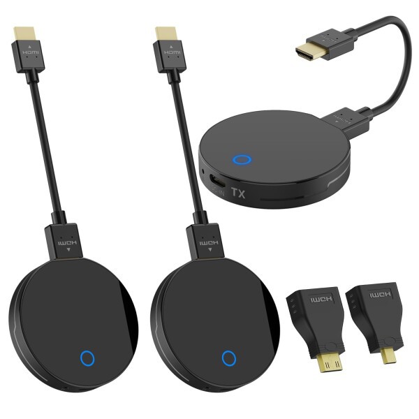 ワイヤレス hdmi 送受信機セット 1×送信機+2×受信機 hdmi 無線化 1080P＠60Hz 2.4G/5.8GHz 最大30M安定転送距離超低遅延ノートパソコン