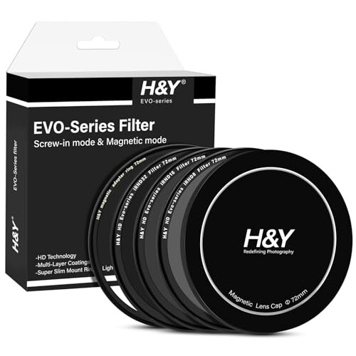 H&Y NDフィルター 72mm HD EVO ビデオNDキット エボ マグネット式 ねじ込み式両対応 ND8 ND16 ND32 フィルターセット ケース付 薄枠 帯電防止 防汚 撥水 防傷 EVK72