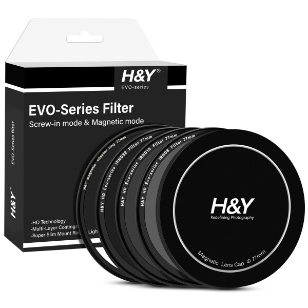 H&amp;Y NDフィルター 77mm HD EVO ビデオNDキット エボ マグネット式 ねじ込み式両対応 ND8 ND16 ND32 フィルターセット ケース付 薄枠 帯電防止 防汚 撥水 防傷 EVK77