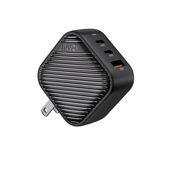 INVZI 65wPD充電器 type-c 小型 GaNIII技術 超低温 3ポート type-c*2 usb*1 三台同時充電 iPhone充電器 USB充電器 タイプc充電器 LED指示灯 急速 コンパクト 折りたたみ式プラグ 旅行に最適 acアダプターの通販は