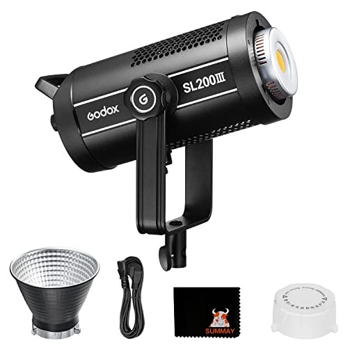 Godox SL200III 215W(MAX.) LED ビデオ写真撮影用ライト、Bowens マウントの写真撮影用スタジオ ライト、連続出力照明、8 つのプリセット照明効果サイレント モード (SL-200WIII)の通販は