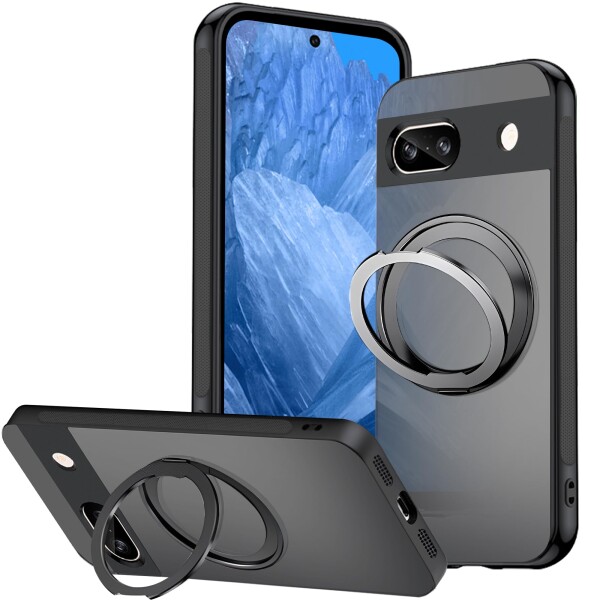 ZXZone Google Pixel 8a 用 ケース リング付き 360°回転スタンド Magsafe対応 スタンド機能 縦横両対応 ピクセル8a カバー 耐衝撃 MIL規格 滑り止め 防指紋 ストラップホール ワイヤレス充電 スマホ
