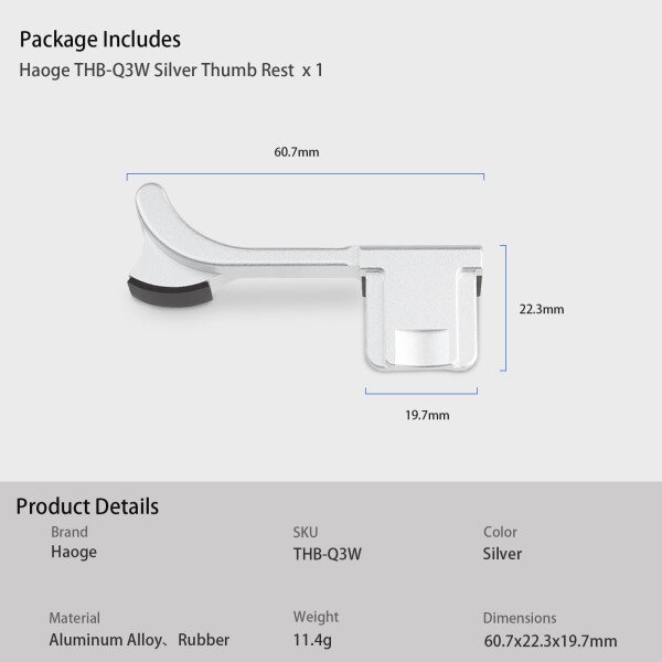 Haoge メタルサムアップグリップ ライカQ3カメラサポートハンドグリップアクセサリー THB-Q3W ホットシューサムアップレスト_5