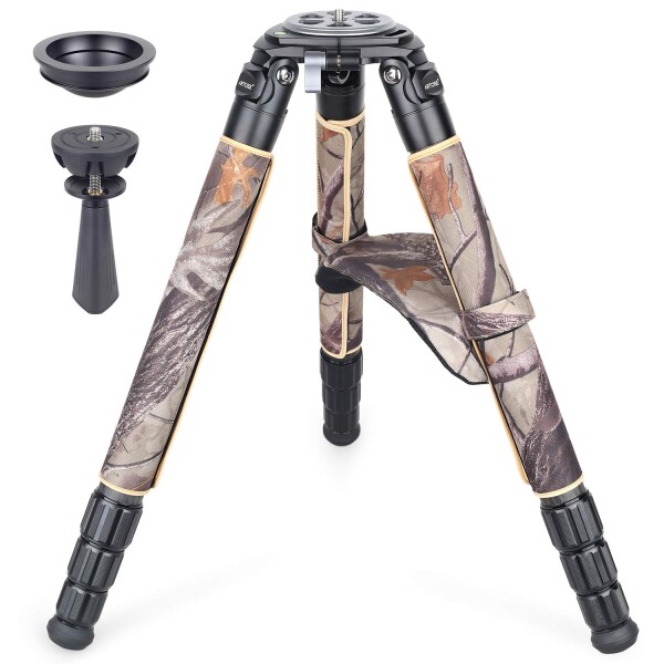 ARTCISE カーボンファイバー製ボウル三脚 AS90CG カモフラージュ 高耐久 ボウル用 75mmボウルとボウルアダプター付き 40mm脚チューブ プロフェッショナルカメラ三脚 最大荷重88ポンド/40kg (AS90の通販は