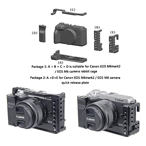 SIUTATDSH カメラ ケージ 適用 Canon キヤノン EOS M6II M6 カメラ専用ケージ 超拡張性 内蔵コールドシューマウント Arri規格のネジ穴がある Arca規格プレートがあり 周辺機器・アクセサリー
