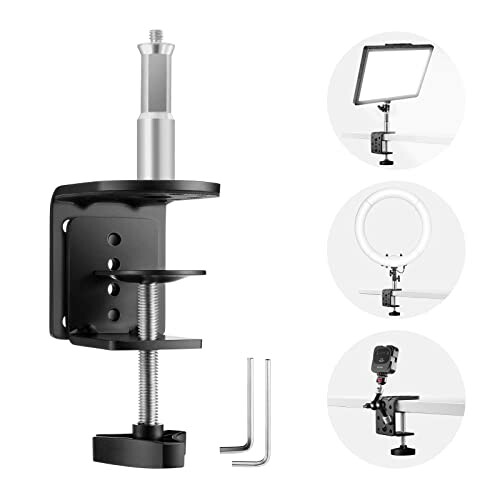 NEEWER 耐荷重Cデスククランプ ライトスタンド用取り付けコラム 調節可能な金属製テーブルクランプ 1/4"3/8"スレッド リングライト LED ビデオライトカメラ用 最大荷重44lb/20kg ST-CCD1の通販は