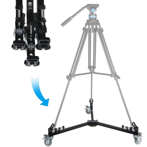 SIRUI DT-06 プロフェッショナル対応ビデオ三脚ドリー - 高耐久、スムーズで素早い動き、簡単に開閉、折りたたみが可能、カメラ、ビデオカメラ、照明機器に最適