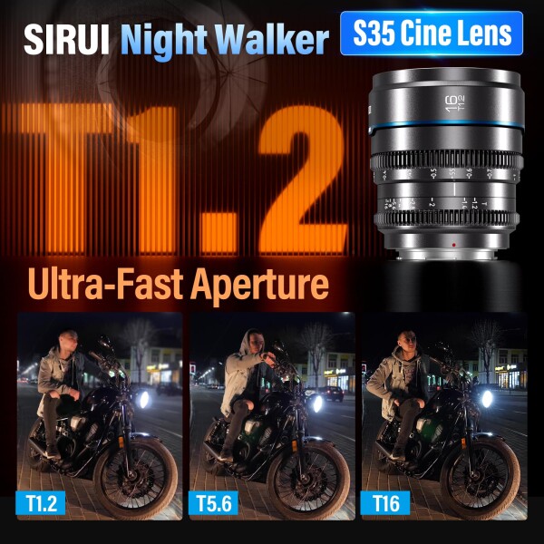 SIRUI Night Walker 16mm T1.2 S35 広角シネレンズ 大口径マニュアルフォーカスレンズ (MS16X-G, Xマウント, メタルグレー) その他交換レンズ
