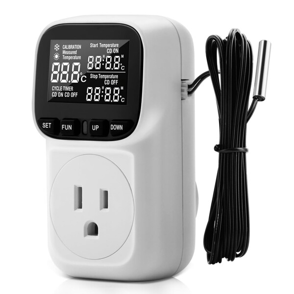 DiyStudio 1800W サーモスタット 温度制御ソケット爬虫類 ファン 水槽