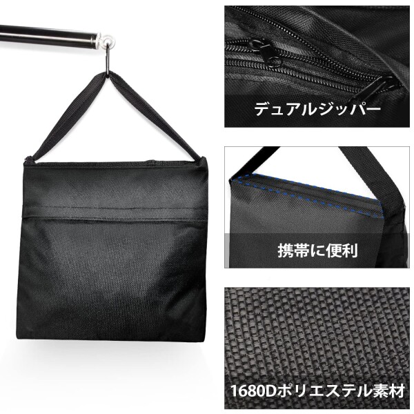 EMART サンドバッグスタジオ 砂袋 撮影用 三脚 耐荷重 安定用重し袋 万能 固定 転倒防止 重ね置き可能 ライトスタンド用砂袋 固定用重量袋 強固 透明なPVCバッグとクリップ付属 三脚アク_2