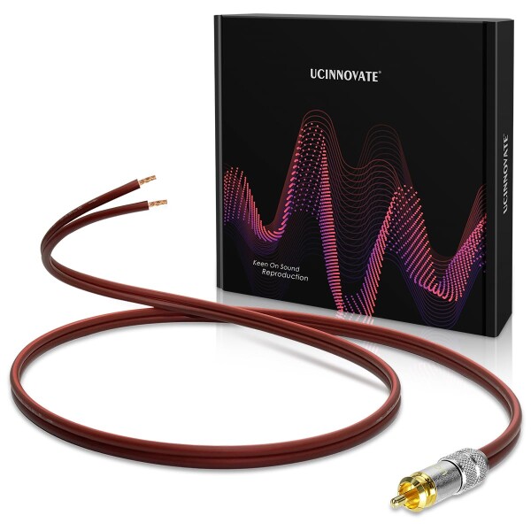 RCA-裸線スピーカーケーブル、1パックOFC 2m/6.56Ft 14AWG RCAジャックプラグアダプタコネクタRCAリード-裸線エンドオーディオケーブル