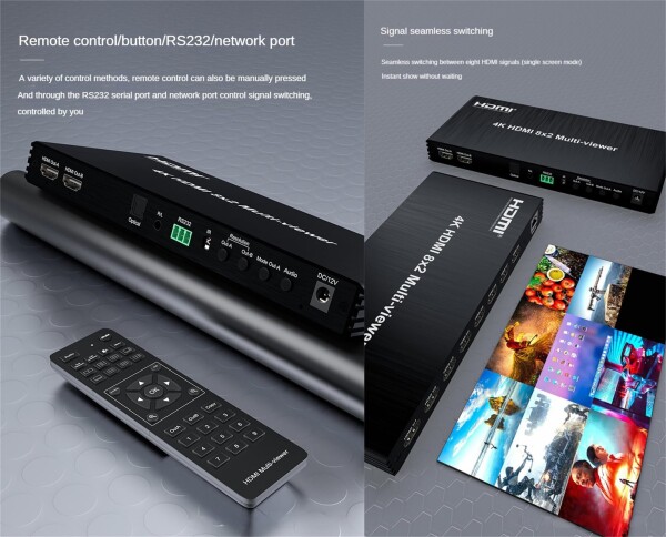 4K 60hz HDMI 8x2 マルチ・ビューアー PIP付 8入力2出力 デュアル・ディスプレイ・シームレス・スイッチャー 光3.5mmオーディオ 2x1 3x1 4x1 5x1 6x1 8x1 マルチ・ビューア_7