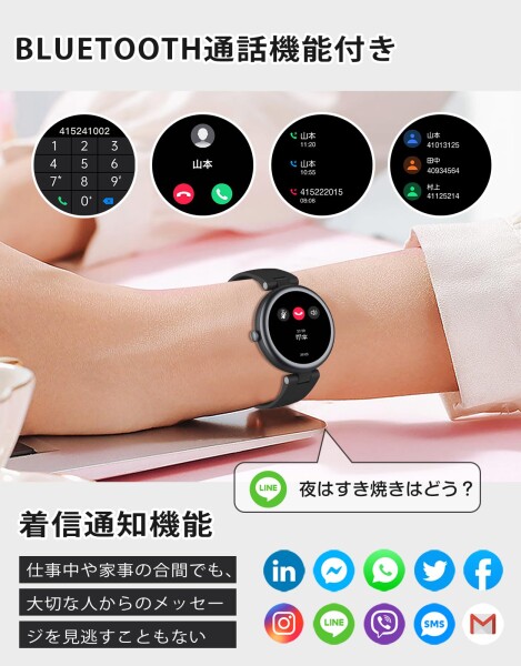 SHANG WING スマートウォッチ iphone アンドロイド対応 レディース 丸型 腕時計 歩数計 活動量計 Smart Watch Women 1.09インチ高精細画面 生理周期管理 文字盤自由設定 技適認証済み Lynnの通販は