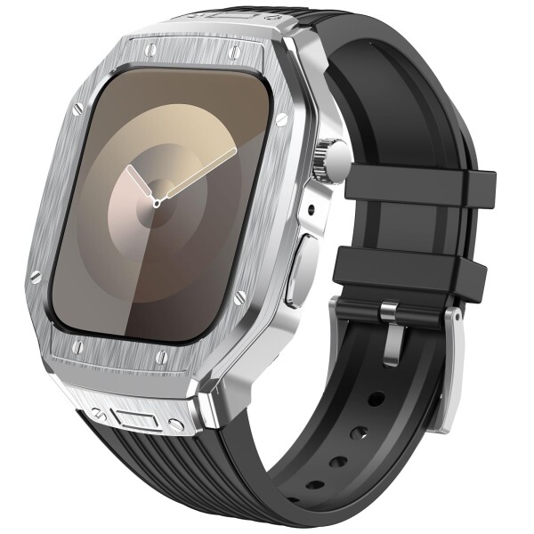 (YOFITAR) for Apple Watch バンドとケースと背面ケースの3in1一体型デザイン 45mm/44mm apple watch 一体型バンド Apple Watch Series 9/SE/8/7/6/5/4対応 メンズ かっこいい アップルウォッチ バンド カバー付の通販は