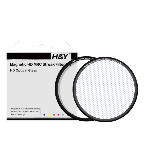 H&amp;Y ストリークフィルター 77mm マグネティック ストリークブルー フィルターキット マグネット式 ライン状フレア効果 薄枠 帯電防止 防汚 撥水 防傷 MS-B77