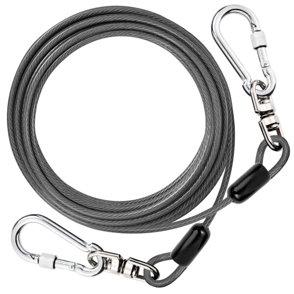 DANOFY 犬 係留 ワイヤー リード ケーブル - 犬用 係留ケーブル 5mm極細 改良カラビナ ロック付き 錆び付かない ランナーケーブル しつけ用 訓練リード 外飼い 庭用 キャンプ 小型犬 中型犬
