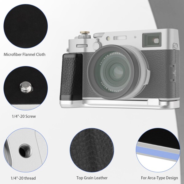 Haoge ホルダー ハンドグリップ 富士フイルム Fuji X100VI カメラ L型 グリップ HG-XVIS アルカ スイス クイック リリース プレート カメラ ハンドル ブラケット_4