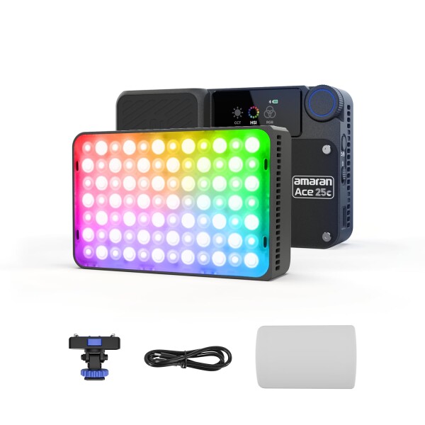 aputure amaran Ace 25C 25W RGB小型撮影ライト フルカラー 磁気吸着・クイックリリース機能付き 1/4ネジ穴搭載 ライブ配信・Vlog・補助照明に最適(ブラック)