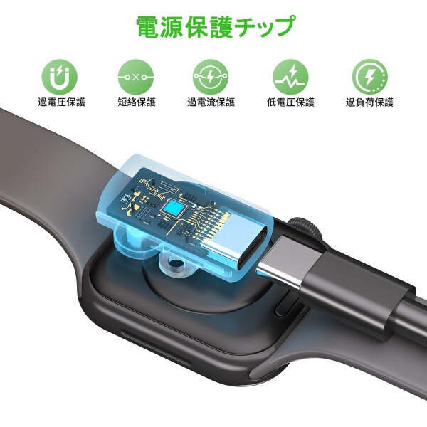 ガーミンウォッチ用充電アダプター L型 Type-C対応 + 防塵プラグ 充電