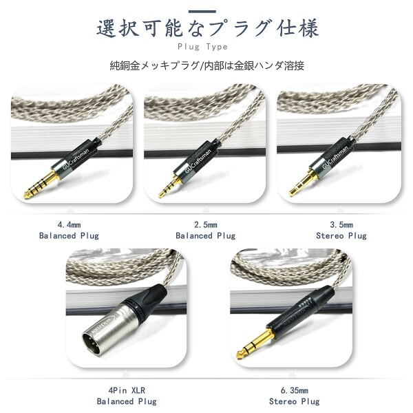 GUCraftsman 6N単結晶銀ヘッドホンアップグレードケーブル/代替ケーブルは4Pin XLR/4.4mm/2.5mm Focal Utopiaと互換性あり (4.4mm プラグ)_5