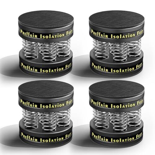 Preffair Audiophileターンテーブル隔離スタンド脚、アルミニウム製調節可能スピーカー床保護パッド、滑り止め超低音スピーカスプリングダンパー尖頭、LPビニル録音機防振底クッション。
