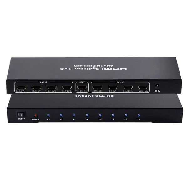 J-Wonlyus HDMI 分配器 4Kx2K 30Hz 1入力 8出力 3D 2160P HDMI1.4b HDCP 1.4 hdmi スプリッター マトリックス セレクター HDTV/Blu-Ray DVD/ PS2/ PS3/ PS4/ PC 対応