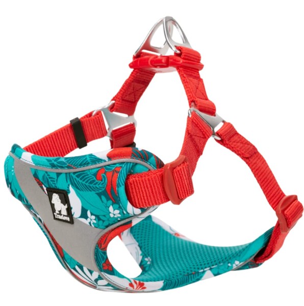 cocomall 負担軽減犬用ハーネス 犬用胴輪 ドッグ ペット用品 お出かけハーネス 3M反射材料 訓練 ナイロン製 小型犬、中型犬、大型犬に向け 通気性 調節可能 おしゃれ (L, blue&red)