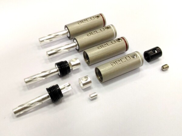 aeco Banana Plug ABP-1111S, 4pcs/1set, Silver Plating, Vacuum bag_1
