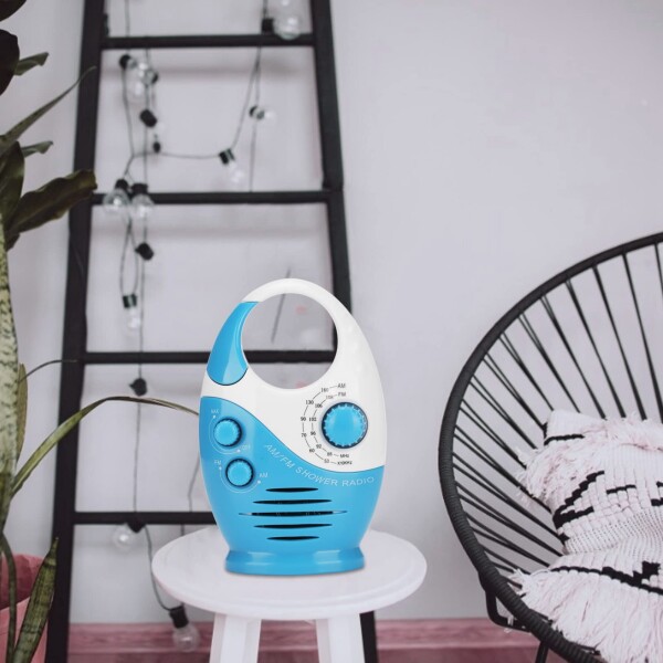 AM/FMラジオ、多機能ポータブルシャワーバスルームハンギングミュージックラジオ内蔵スピーカー毎日防水大音量でクリアなサウンド バスラジオ