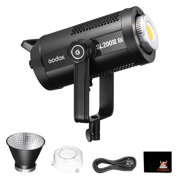 Godox SL200IIIBi 215W LED 連続出力照明、2800K-6500K デュアル色温度、CRI96 TLCI97、0%-100% 輝度調整、APP コントロール、Bowens マウント、スタジオ、静物画、ビデオ撮影に適しています