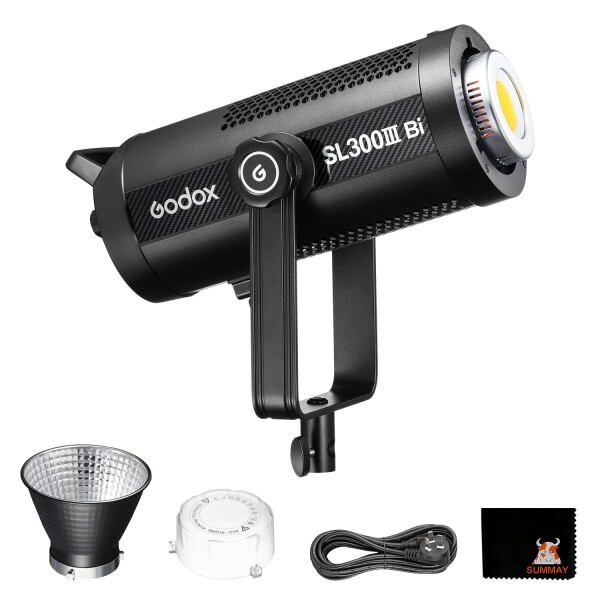 Godox SL300IIIBi 330W LED 連続出力照明、2800K-6500K デュアル色温度、CRI96 TLCI97、0%-100% 輝度調整、APP コントロール、Bowens マウント、スタジオ、静物画、ビデオ撮影に適しています