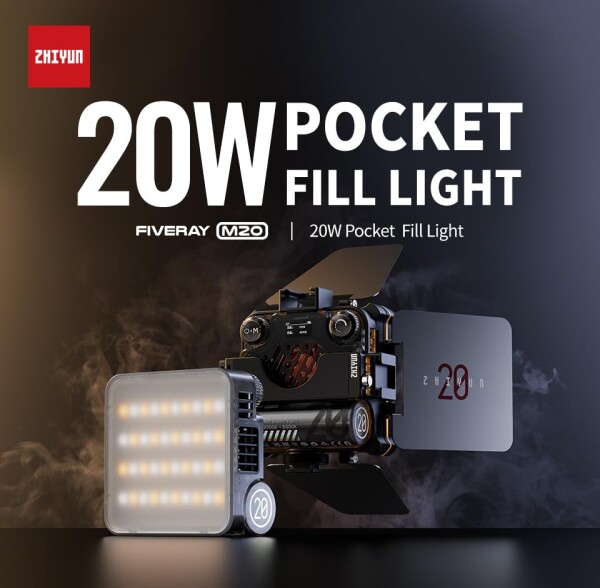 ZHIYUN FIVERAY M20 20W LED ビデオライト 小型 撮影用 2700K-6500K 無