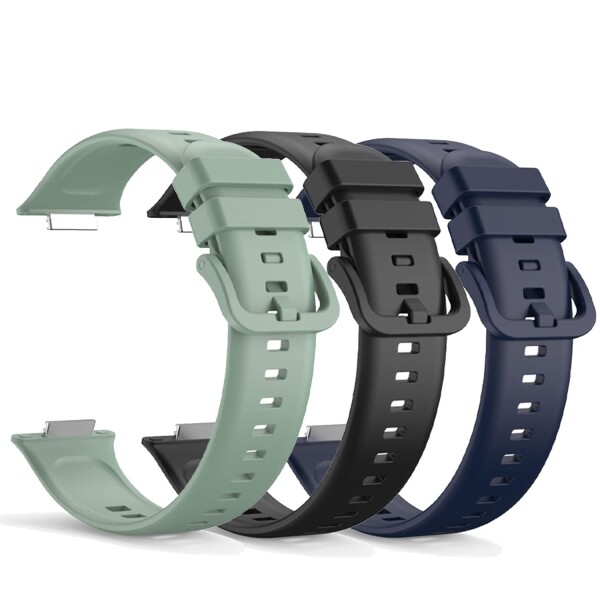 (Miimall) 3本セット」 対応HUAWEI WATCH Fit 2 バンド シリコン製 通気製良いHuawei Watch Fit2 用 交換バンド 軽量 防水 スポーティー ファーウェイ ウォッチFit 2 バンド/ベルト (ブラック+ダークグリ