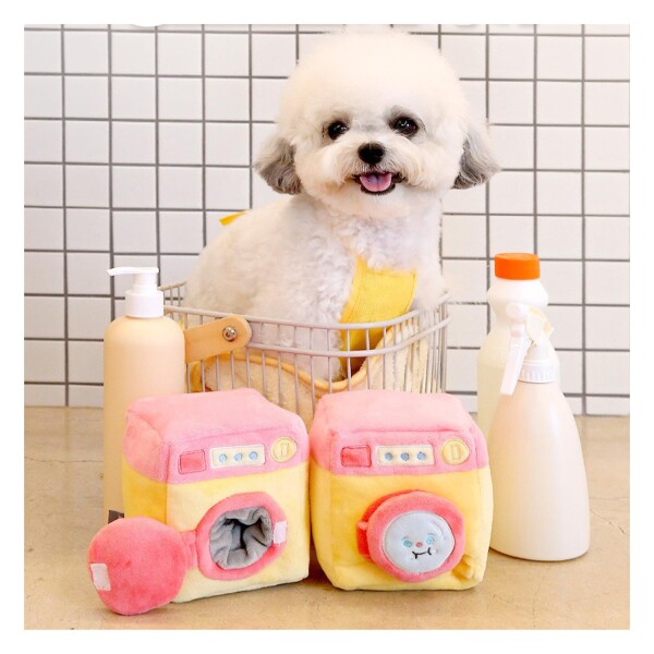 Mofu&Co. 犬 ぬいぐるみ 犬のおもちゃ ノーズワーク 噛むおもちゃ 音が鳴る 知育玩具 犬用品 かみかみ dog toy 犬用おもちゃ グッズ インテリア (洗濯機)