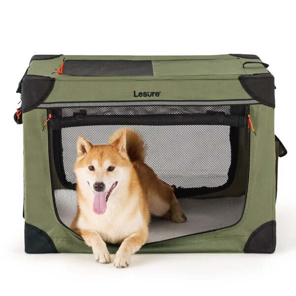Lesure 犬 ケージ ペット ソフトクレート 犬 クレート 小/中型犬 折りたたみ ペットケージ 通気性 マット付き 持ち手付き 持ち運び便利 組み立て簡単 4つの入り口 お出かけ 旅行 急な来客