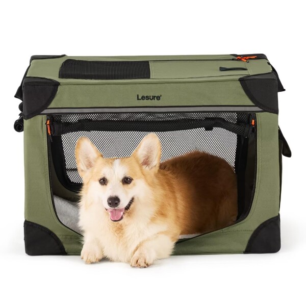 Lesure 犬 ケージ ペット ソフトクレート 犬 クレート 小/中型犬 折りたたみ ペットケージ 通気性 マット付き 持ち手付き 持ち運び便利 組み立て簡単 4つの入り口 お出かけ 旅行 急な来客 サークル・ケージ・ゲート・犬小屋