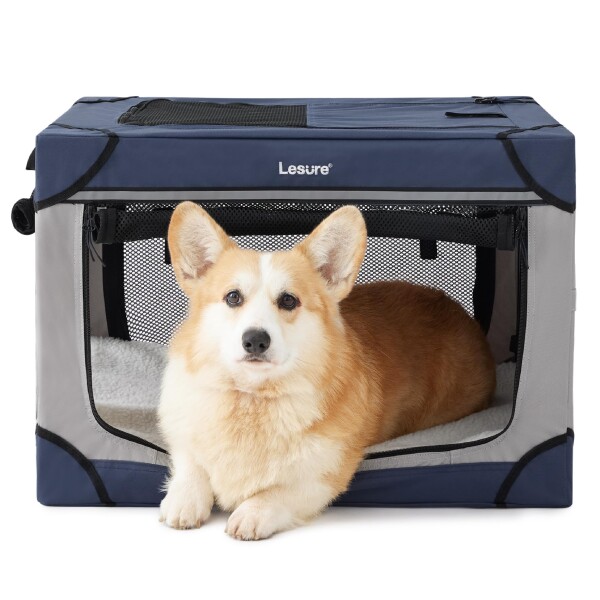 Lesure 犬 ケージ ペット ソフトクレート 犬 クレート 小/中型犬 折りたたみ ペットケージ 通気性 マット付き 持ち手付き 持ち運び便利 組み立て簡単 4つの入り口 お出かけ 旅行 急な来客