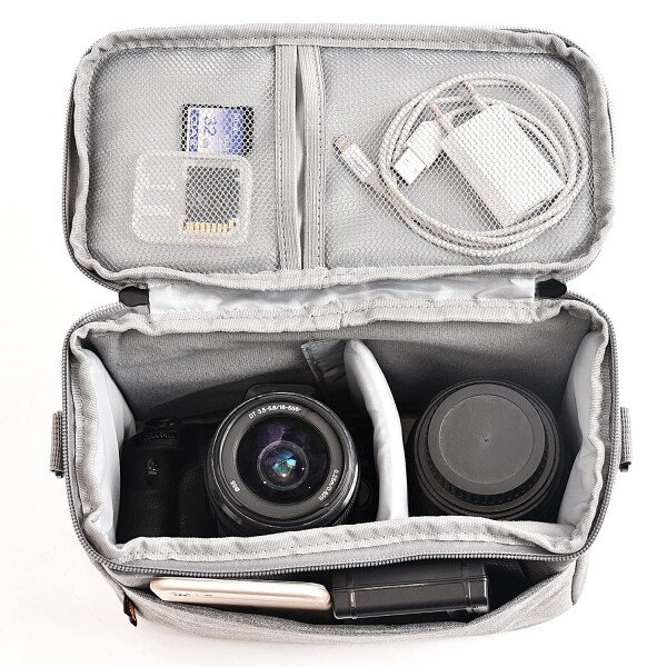 FOSOTO 一眼レフカメラバッグ カメラ収納用ショルダーケース Canon EOS M50 PowerShot SX420 SX430 SX70 SX50 SX30IS Sony a6400 RX10 DSC-H300 Nikon Coolpix P900などに対応機種 防水ナイロン製 レインカバー付き お